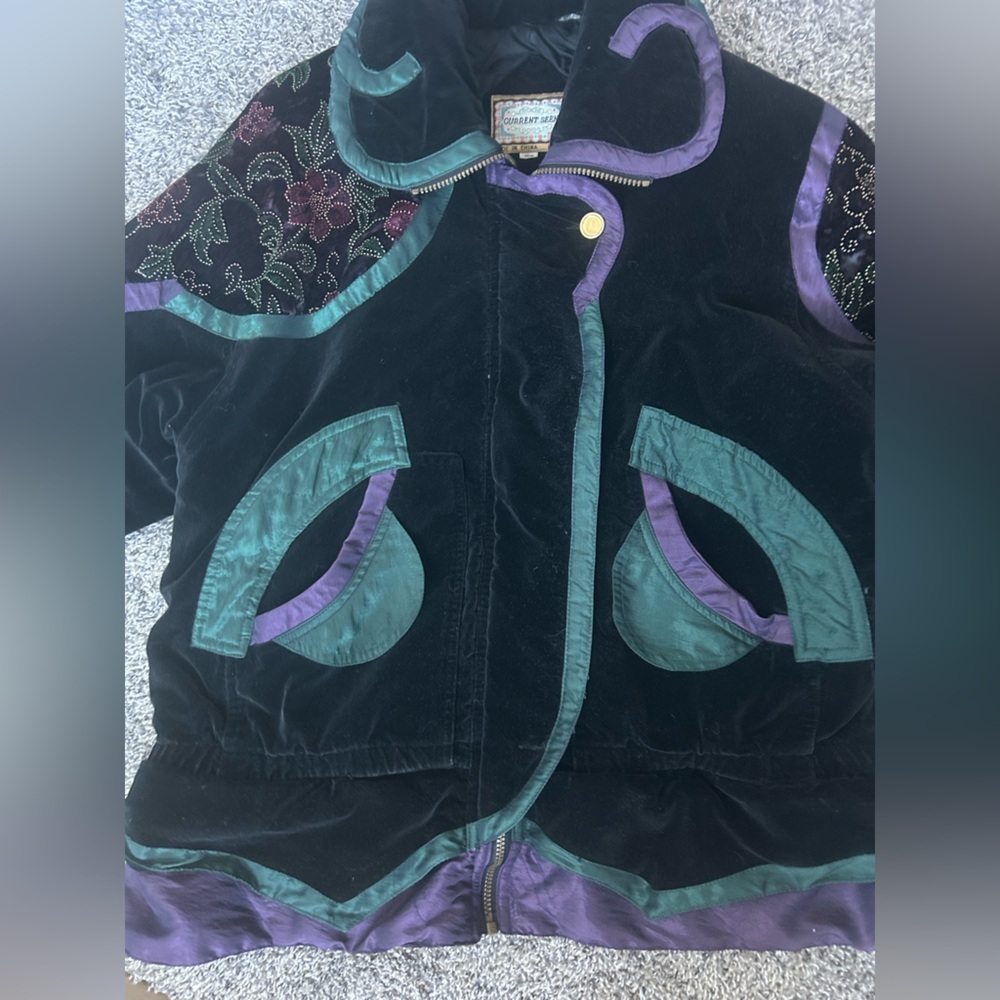 Current Seen Vintage 80s/90s Puffy Velvet Sheen Winter Coat Size 18W - Picture 10 of 14